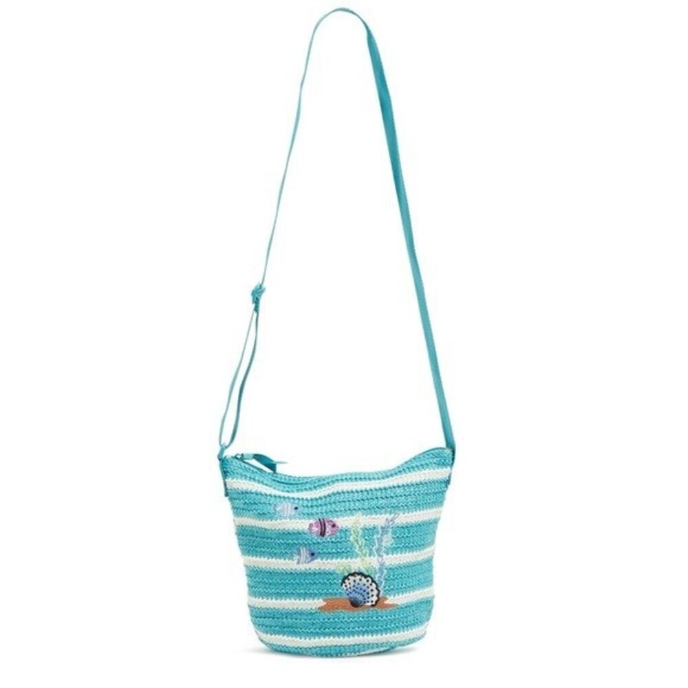 Vera Bradley Antilles Treasure Straw Bucket Crossbody - NWT